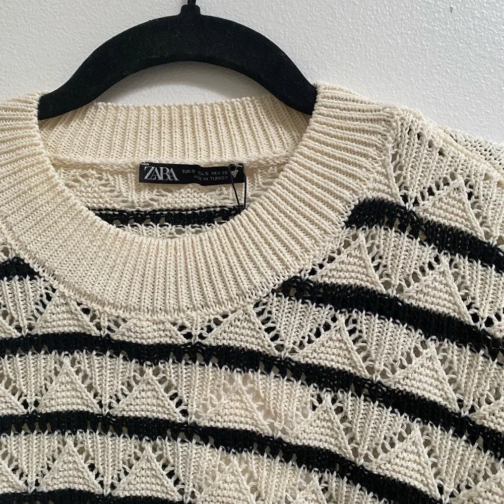 Zara Striped Crochet Top S - Picture 5 of 7